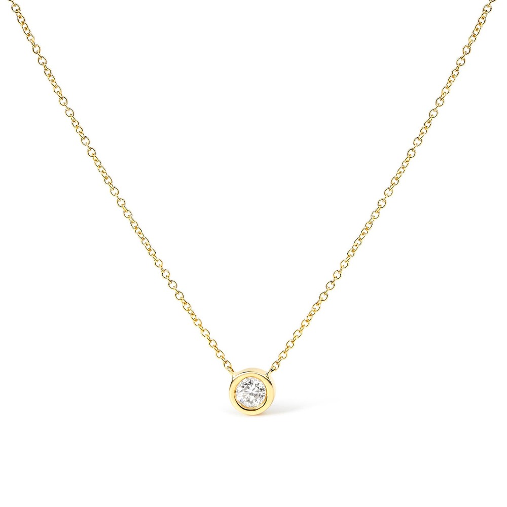 Haus of Brilliance 10K Yellow Gold Diamond Bezel-Set Solitaire Necklace